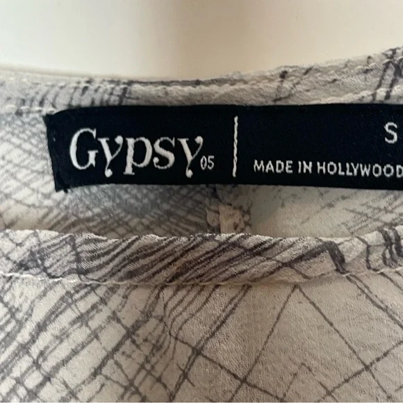 Gypsy 05 100% Silk Ombre Blouse Boho Geometric Print Top Relaxed Fit Small - Picture 3 of 6